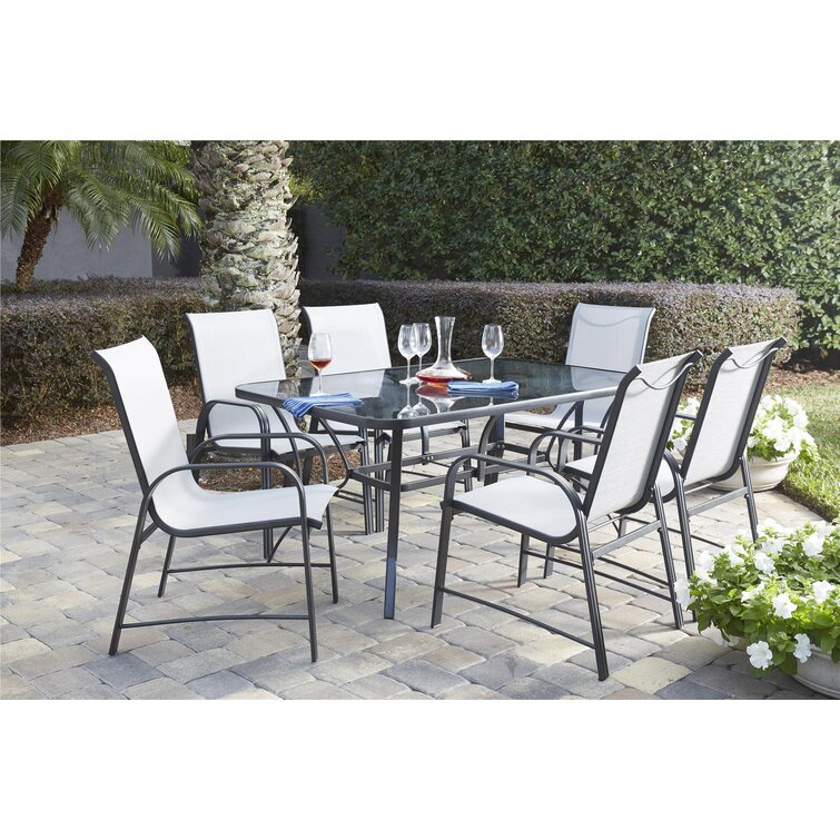 Glass discount patio set